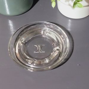 Vintage Hilton Hotels 4.75" Round Clear Glass 4 Slot Cigarette Cigar Ashtray